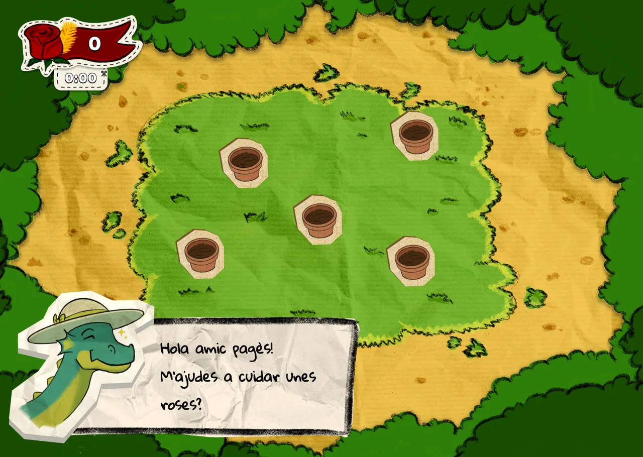 Plants vs Jordis: the Dragon farmer by a field of flower pots